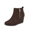 DREAM PAIRS Pointed Toe Suede Wedge Bootie