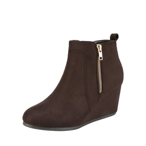 DREAM PAIRS Pointed Toe Suede Wedge Bootie