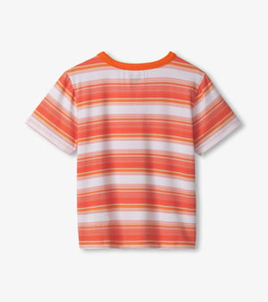 Boys Striiped Orange Bamboo Tee