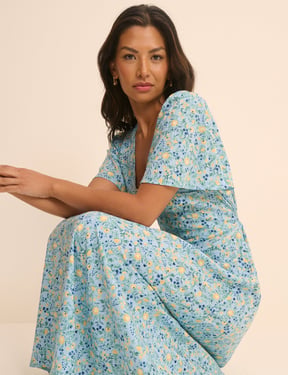 Blue Floral Atlas Midi Dress