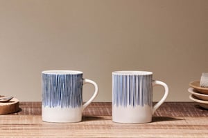 nkuku Karuma Ceramic Mug Set Of 2 | Tableware | Blue/White | Large ()
