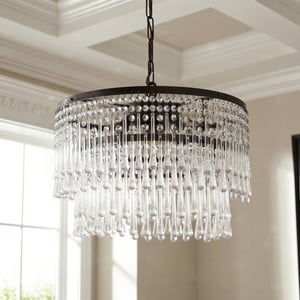 Larger Rita chandelier with clear blown glass droplets