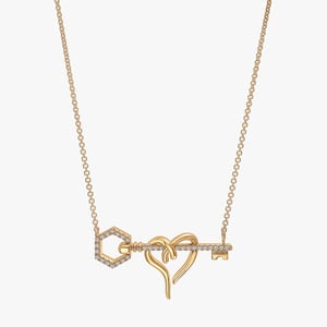 Heart & Hexagon Key Necklace - 0.12 CT