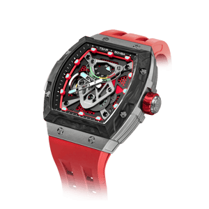 TSAR BOMBA Men's Automatic Mechanical Watch | Red | 46mm | The Neutron TB8216 | Carbon Fiber Bezel | Titanium Case