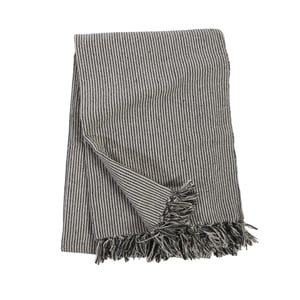James Oversized Ivory /  Charcoal Striped Throw Blanket
