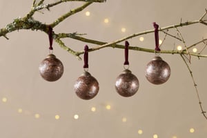 nkuku Darya Baubles Set Of 4 | Christmas Decorations | Antique Burgundy