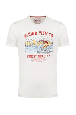 Weird Fish Fish Out Of Water Front Print Graphic T-Shirt Dusty White Size XL