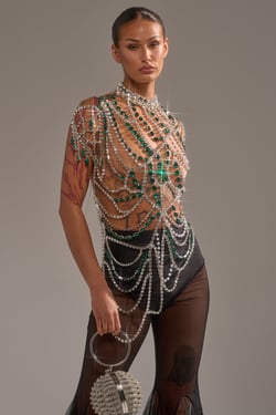 AKIRA Dancing Queen Rhinestone Chain Top
