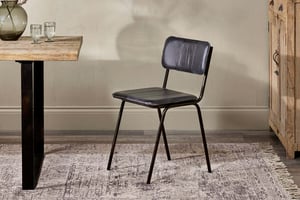 nkuku Ukari Leather Dining Chair | Seating | One Size | Aged Black
