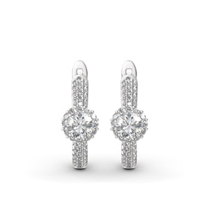 Jeulia Classic Halo Round Cut Sterling Silver Hoop Earrings