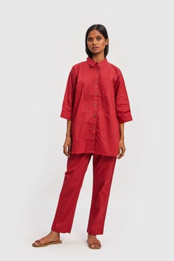 All in One Shirt in Red - Poplin Red / XL