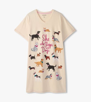 She Who Sleeps With Dogs Women's Cotton Sleepshirt