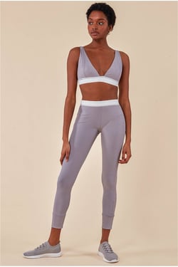 Cosmochic Bralette & Legging Workout Lounge Set - Light Gray