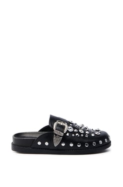 AKIRA Azalea Wang Mauldin Hardware Embellished Clog Shoes | Black | Size 7.5