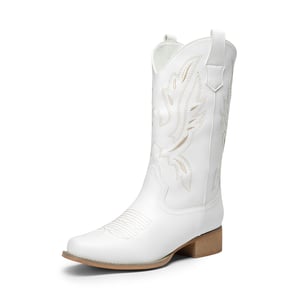 DREAM PAIRS Wide calf Square Toe Embroidered Cowboy Boots