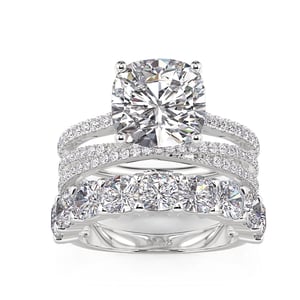 Jeulia Hidden Halo Glitter Radiant Cut Ring Set 3PCS