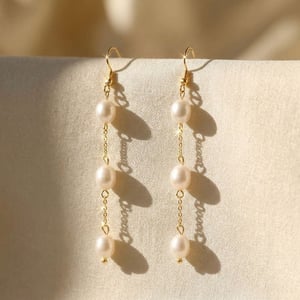 Statement Freshwater Pearl Dangle Drop Bridal Earrings