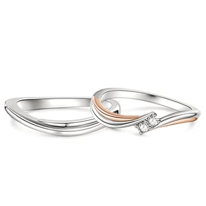 Jeulia S-shaped Design Sterling Silver Couple Rings