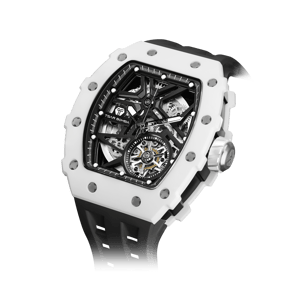 TSAR BOMBA Men's Luxury Ceramic Bezel Skeleton Mechanical Watch | Black | Elementalal TB8209C | Sapphire Glass 50M Waterproof FKM Rubber Strap