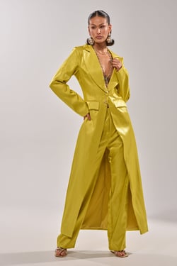 AKIRA Cleo Trench In Chartreuse | Size 1X