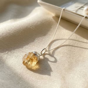 Sterling Silver Raw Citrine November Birthstone Necklace