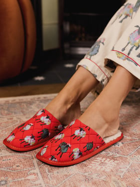 Unisex Cotton Slippers Red Sheep - XL / Red