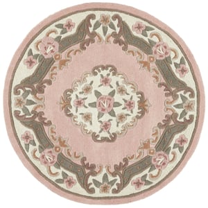 Shensi Aubusson Rug in Pink - Circle - 120cm Diameter
