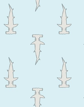 Hammerheads' Wallpaper by Tea Collection - Pale Blue - Traditional / 27 in. x 27 ft.