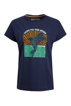 Weird Fish Fly Free Organic Cotton Graphic T-Shirt Dark Blue Size 22