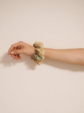 Aqua Gold Sunbeam Stripe Voile Scrunchie - One Size / Aqua