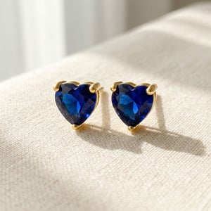 Sapphire Heart September Birthstone Stud Earrings