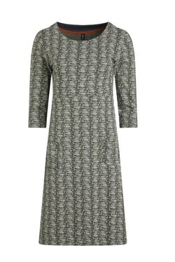 Weird Fish Moondust Organic Cotton Printed Jersey Dress Dark Olive Size 14
