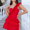 Precious Time One Shoulder Mini Dress Red