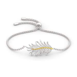 Jeulia Two Tone Feather Sterling Silver Bracelet