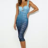 Highlights Mesh Midi Dress Blue