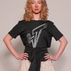 ST Silver Logo Tie-Tee in Black with Black Tie