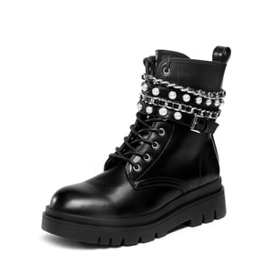 DREAM PAIRS Chains Pearl Chunky Lug Sole Boots