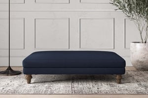 nkuku Deni Large Dining Footstool | Make To Order | Brera Linen Indigo | No Colour
