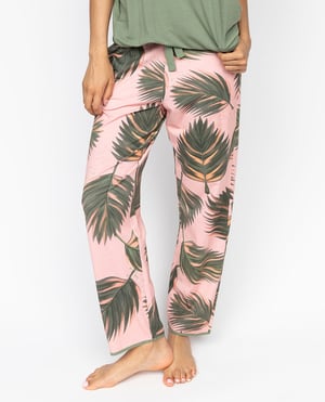 Lea Womens Leaf Printed Jersey Pyjama Bottoms - 28