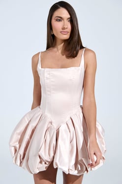 AKIRA Juliet Satin Mini Dress In Light | Pink | Size XL