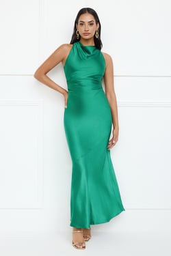 Eden Satin Maxi Dress Green