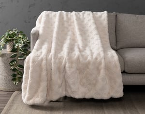 QE Home Geo Etched Throw in Cream, Geometric, White