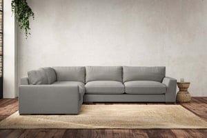 nkuku Guddu Large Left Hand Corner Sofa | Make To Order | Brera Linen Smoke | No Colour