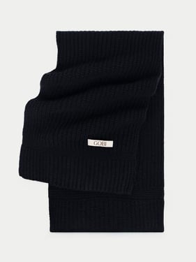 Wide Rib Knit Scarf - One Size / Black / AK0276-1481