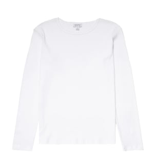 Sunspel Womens Ribbed Long Sleeve T-Shirt White