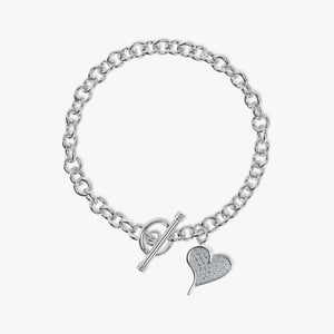 Heart Charm Toggle Bracelet - 0.40 CT