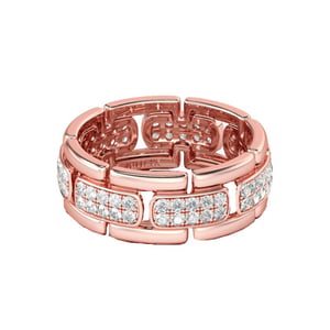 Jeulia Art Deco Round Cut Sterling Silver Men's Band
