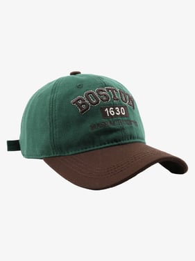 Thesupermade Retro Colorblocked Monogrammed Embroidered Cap - Brown / One Size