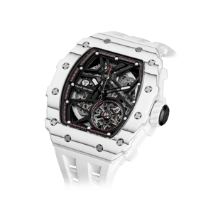 TSAR BOMBA Men's Luxury Tonneau Mechanical Sport Watch | Carbon Fiber Watch | White | Elemental TB8209CF | Japanese Automatic Skeleton Movement | 10ATM Waterproof
