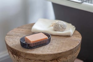 nkuku Valeska Recycled Glass Soap Dish | Bathroom | One Size | Grey Smoke